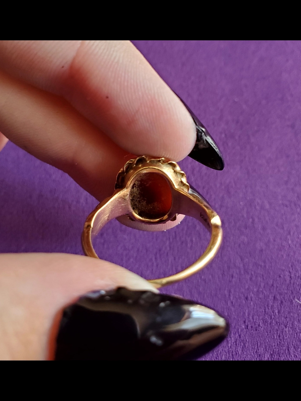 BDA STAMPED 10K GOLD CARNELIAN VINTAGE HEIRLOOM RING SIZE 6 - Picture 5 of 6